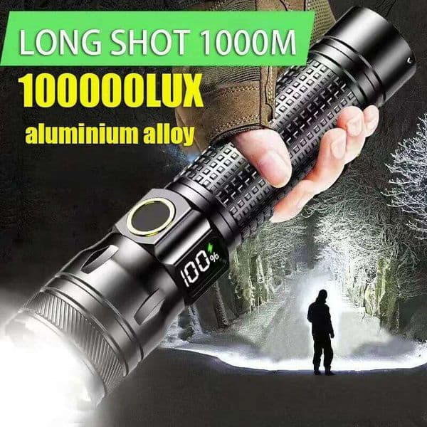 Aluminum Alloy Rechargeable LED Flashlight With Display High Power Torch Light Outdoor Waterproof Camping Lantern 26L0610