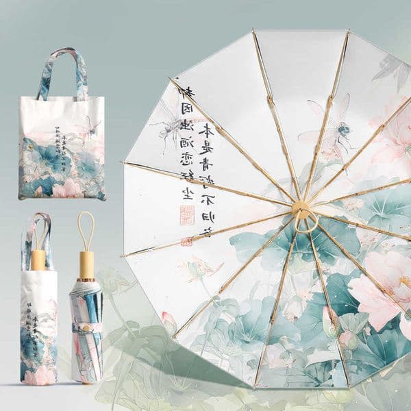 Protection Sun UV 3 Folding Sunshade Umbrella Sunny and Rainy Large Umbrellas Retro Double Layer Umbrella for Women Windproof D260610