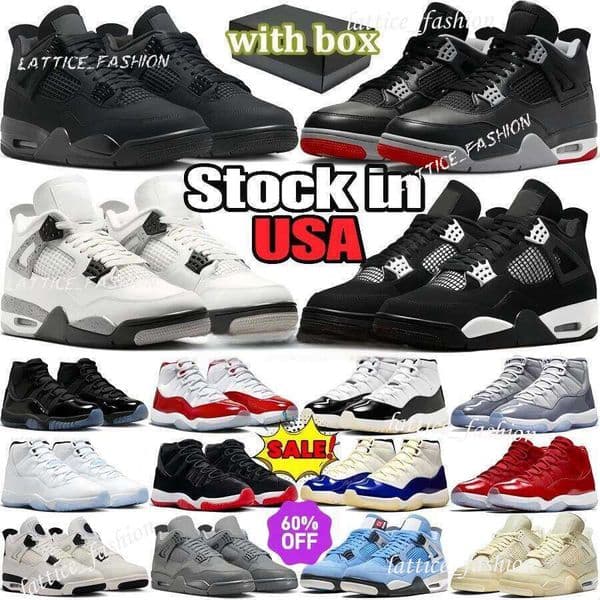 Designer shoes J4 4s basketbal shoes sneakers LLL outdoor trainers mannen vrouwen angst zwarte kat 4 bliksem met doos 4s hot