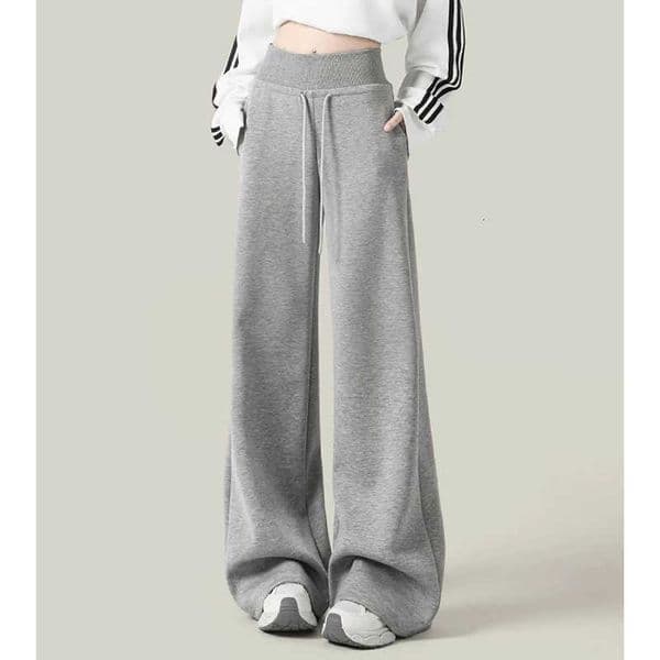 Casual High Waist Women Drawstring Pants Girls Fashion Classic Straight Leg Trousers Female Korean Loose Daily Pants M260610