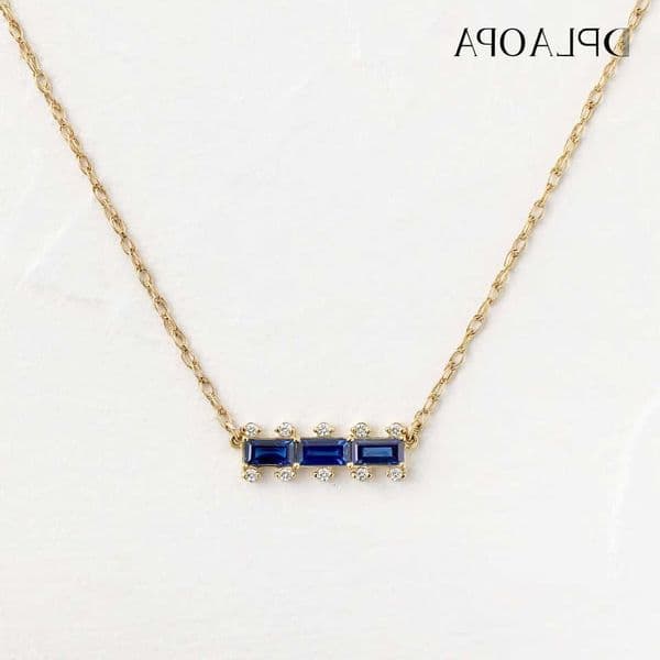 Silver Sterling DPLAOPA Gold 925 Blue Pendant CZ Long Chain Necklace 2024 Women luxury Crystal Sapphire Blue JewelsR260610