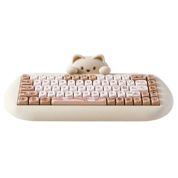 YUNZII C68 Coffee 65 Hi-Fi Cute Cat Silicone Hot Swap NKRO Ergonomic Wireless BT50/24G/Wired RGB Mechanical Gaming Keyboard Z260609