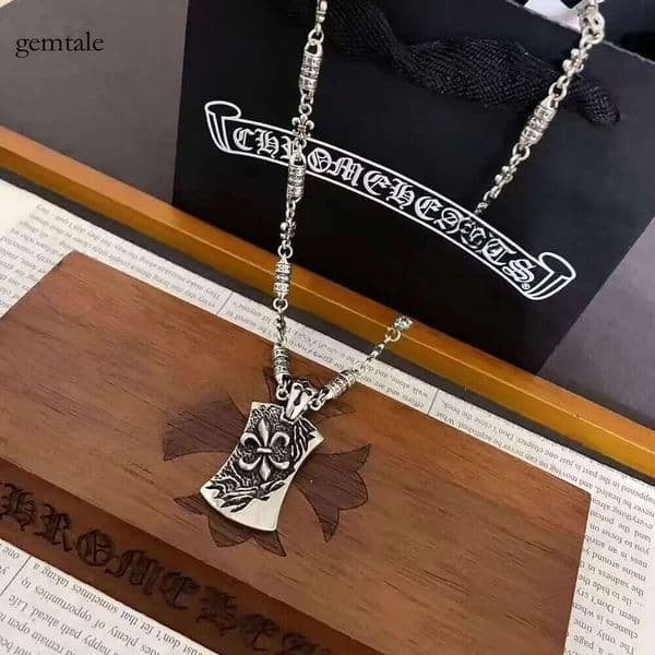 chrome Necklace Designer Pendant Necklace Cross New Vintage Pendant Cross Crome Chain Couples Black Chain White Diamonds Chrme Jewelry f6d
