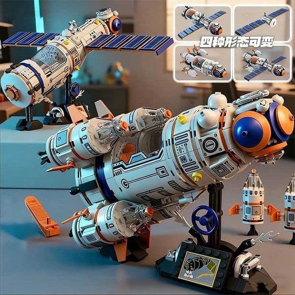 Core Module 2IN1 Building Blocks Space Capsule Space Station Manned Rocket Building Blocks Astronaut Childrens Toy Holiday Gift J260610