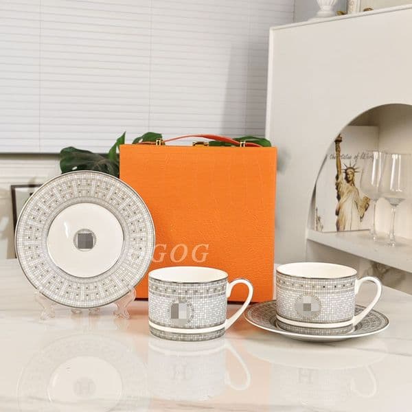 European vintage couple cups, bone china, coffee cup and saucer set, French vintage