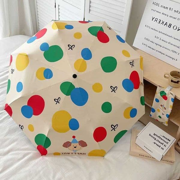 Dot Wave Red Nose Dual-purpose Sunscreen Umbrella Ultraviolet Black Automatic Sun Umbrella Folding Sunshade D260610