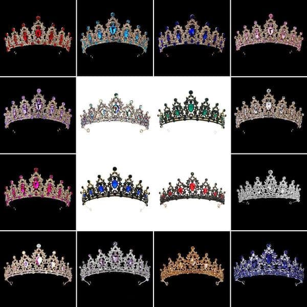 KMVEXO Baroque Vintage Princess Queen Bridal Crown Headwear Crystal Tiara For Women Wedding Crown Hair Dress Accessories L26061046OK
