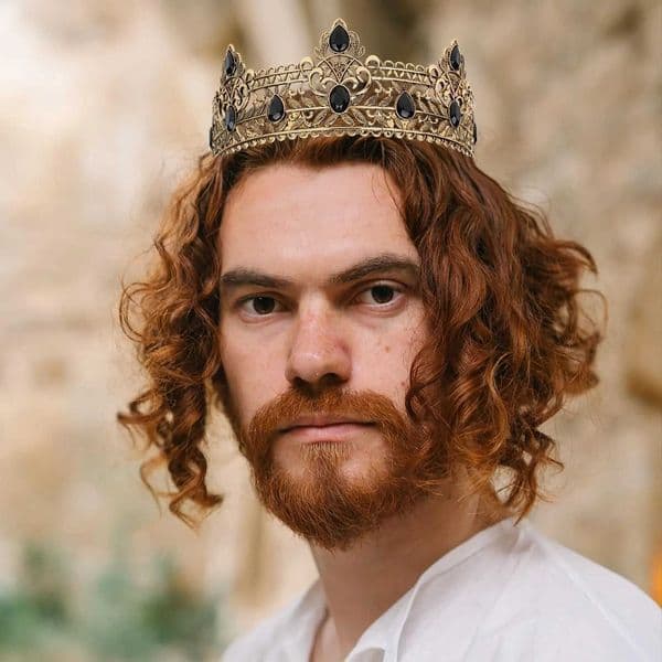 Gold Color King Crowns for Men Royal Crown with Black Rhinestone Birthday Crown for Men Wedding Cosplay Prom Party Decoratios L260610IV25