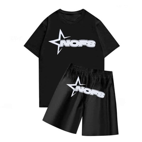 NOFS Tracksuits Mens Fashion Casual Graphic Tee Round Neck Pullover Tops Fashion Hip Hop streetwear womens Y2k Nofs Shorts Fashion 2026 Mens Clothing 984