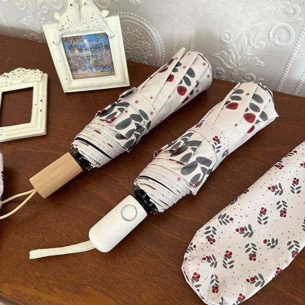 Dot Polka Hawthorn Pattern Umbrella Sunny Rainy Dual Use UV Protection Foldable Black Glue Sun Shade Umbrella D260610 thumbnail 2