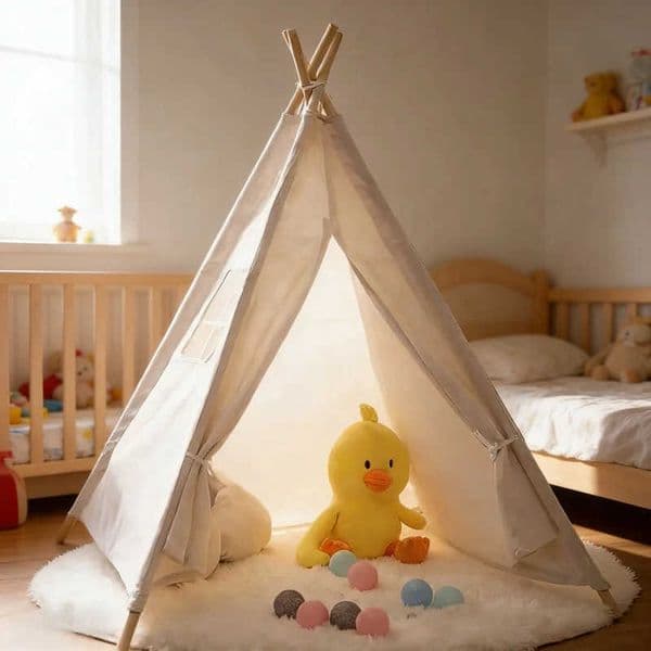 Children Cotton Canvas Indian Play Tent Portable Kids Tent Indoor Outdoor Play House Castle Play Room Tent for Girl Child Kids L260610