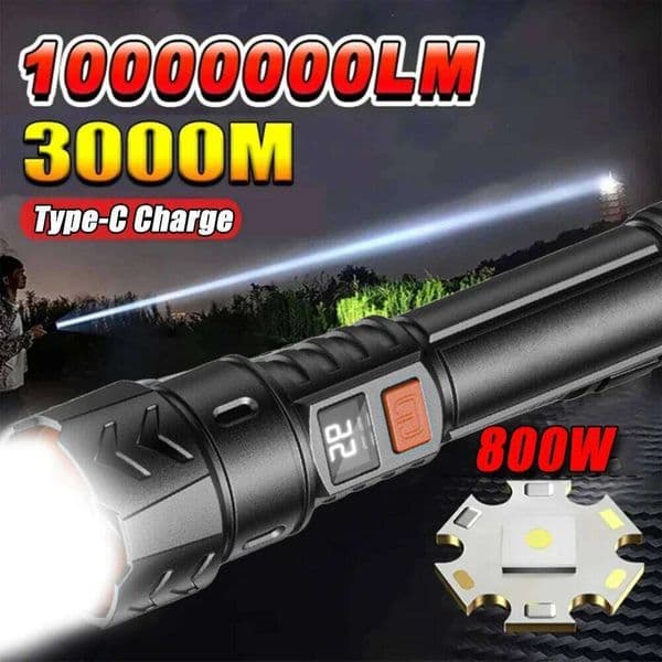 High Power 2000LM LED Flashlight Built-in Battery USB Rechargeable Strong Light Tactical Torch Outdoor Camping Hiking Lantern 26L0610