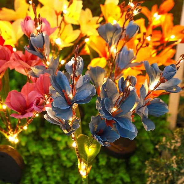Solar Flower Outdoor Villa Waterproof Simulation Magnolia Ground Plug Garden Courtyard Landscape Decoration Lawn Light
