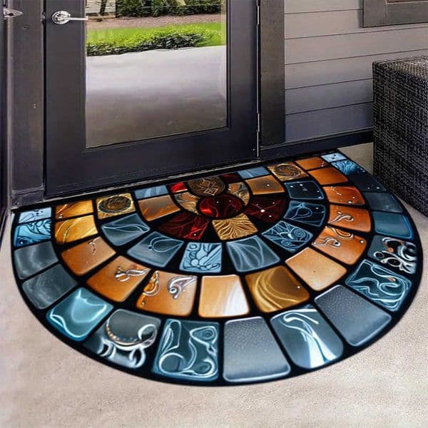 Retro VIKAMA Semi-Circular Door Mat Non-slip Washable Kitchen Floor Mat Indoor Outdoor Entrance Rug for Home Decoration D260610