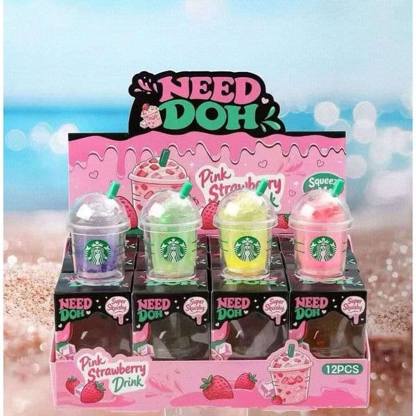 Starbucks Inspired NeedOh Pinch Squeeze Stress Relieving Squishy Ball with Compact Design Decompression Toy BySea