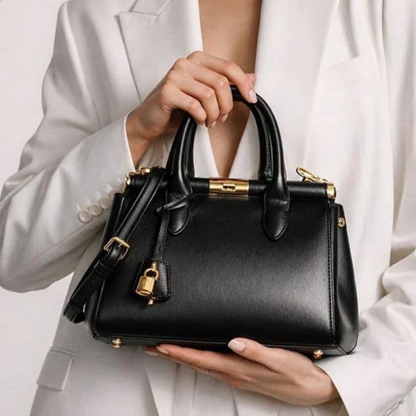 y Leather Handbag Largecapacity Briefcase With Gold Clasp Women Elegant Shoulder Crossbody Bag Clip n Tote 260603