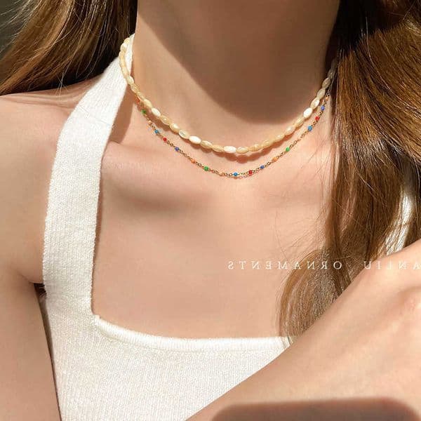 necklace Premium beaded rice bead new womens light luxury niche sweet and cool pearl neck chain collarbone chain accessoriesR260610
