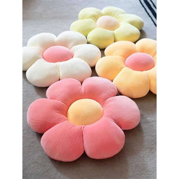Stuffed Six Petal Cushion Girly Room Decor SunflowerSetting for Kids Bedroom Seat Pillow Bay Window Pink Flower 26L0610