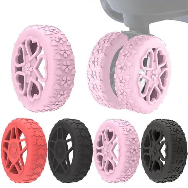 4pcsSet Silicone Luggage Wheel Protectors Silent Shock-Proof Cover Sleeves For Smooth Rolling Suitcases Wheel Cover 260609