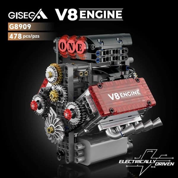 V8 Engine 478pcs Technical Building Blocks With L Motor Battery Case Box Car Model Assembly Bricks Educational Toys Kids Gift Z260609