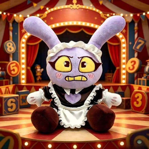 25CM Funny Maid Jax Plush Rabbit Holding Gun Soft Stuffed Animal Amazing Digital Doll Circus Cartoon Toy For Kids Gift 26Y0610