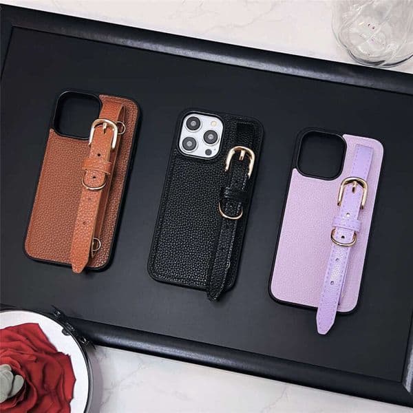 2026 New Dhgargets Compatible With Apple 15 Pro Max Phone Case 14 Lychee Pattern outdoor Solid Color 12 Wrist Strap Stand Model 13 Trendy Free Shipping 32