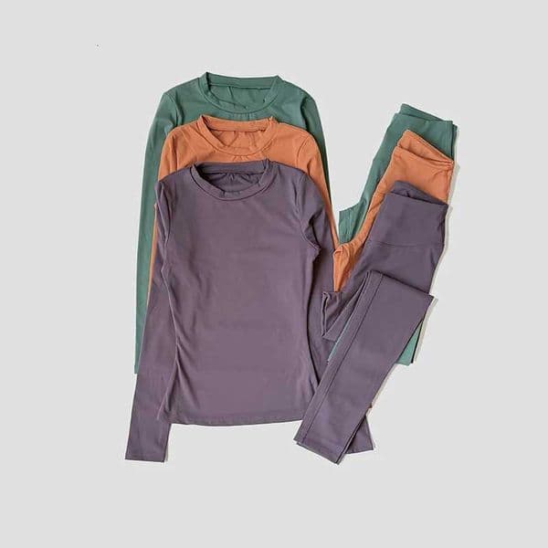 Set Women Sportswear Workout Clothes Athletic Wear Gym Legging Fitness Crop Top Long Sleeve Sports Suits T260610
