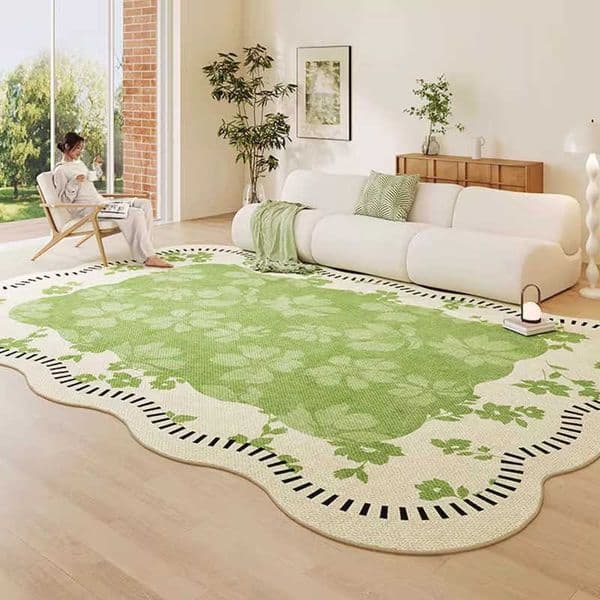 Style Cream Living Room Decoration Green Carpet Thick Plush Lounge Floor Mat Fluffy Soft Study Rug Large Area Rugs for Bedroom D260610