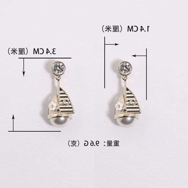 designer channels earrings 26C Round Crystal Black White Enamel Sailboat Pearl Pendant Women's Earrings channeled cc earring