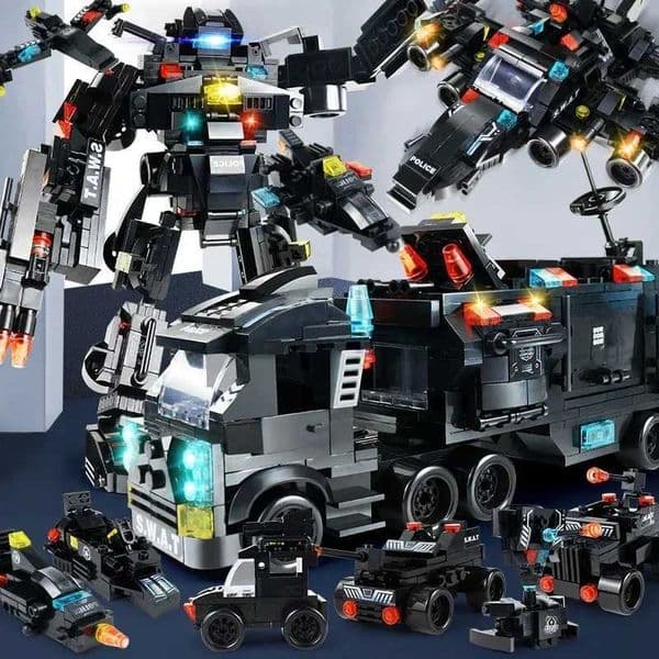8in1 SWAT Police Station Command Truck Model Building Blocks City Helicopter Bricks Kit Educational Toys for ChildrenT260609