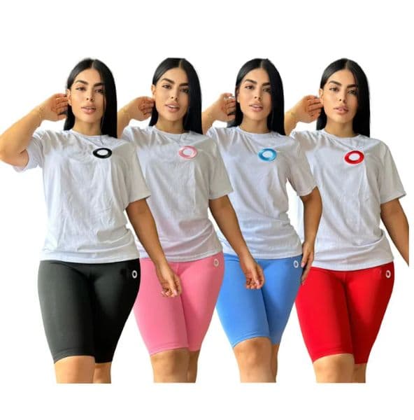 Women relief Tracksuits Summer Breathable short sleeve and Quick Dry Five Quarter pants Two Pieces sets Womens Outdoor Running Workout Clothes