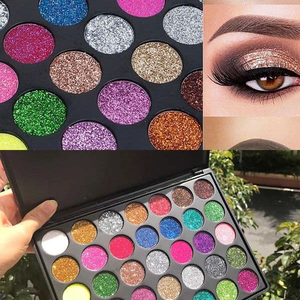 35 Colors Diamond Sequin Eyeshadow Palette Shimmer High Pigment Powder with Glitter and Satin Long Lasting Waterproof Makeup L260610
