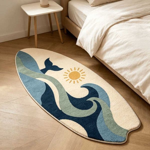 Shape Surfboard Bedside Floor Mat Fluffy Soft Cloakroom Rug Creativity Carpets for Living Room Thick Plush Bedroom Decor Carpet D260610