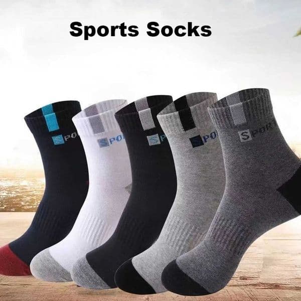 5 Pairs Socks for Men Sport Breathable Soft Letter Fashion Sneakers High Elastic Middle Tube Stocking Towel Sox Summer Running Z260609