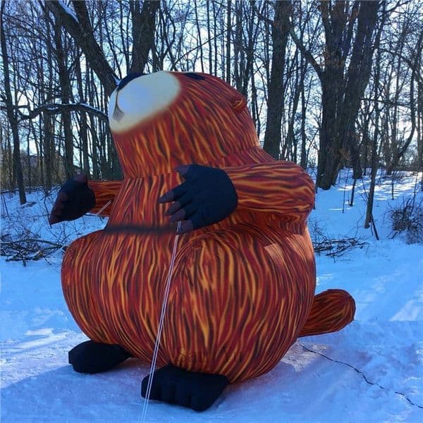 Free delivery Gray Inflatable Balloon Groundhog Inflatable Ball Caster Fiber Inflatable for American Or Canada Beaver Groundhogs Day
