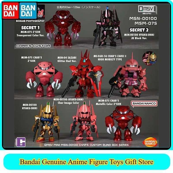 Original Shokugan Red Zaku Hyaku Shiki Sazabi Mini Action Figure Model Collectible Toy L260610Y0U1