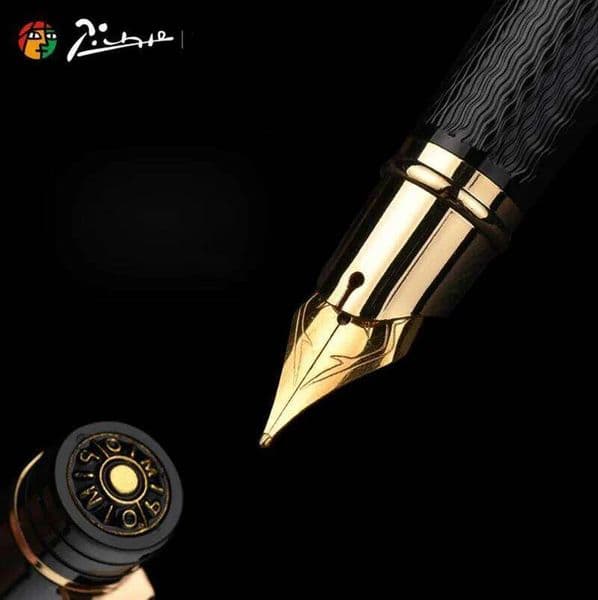 Original Pimio Picasso ps 917 gold Clip fountain pen silver Student teacher business Roman style gift box packaging W260610