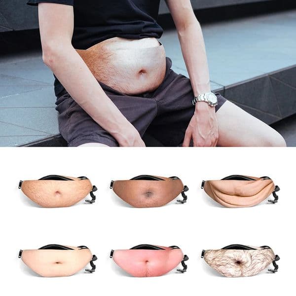 Funny Dad Bod Money Belt Bag Men Travel Bags Flesh Color Creative Fanny Pack Beer Fat Belly Bum Pouch Waist 260609