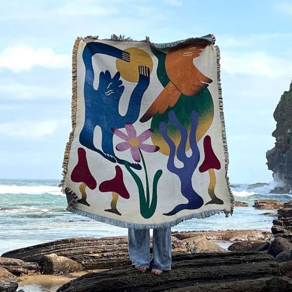 Art Abstract Woven Wall Tapestry Mid-Century Modern Boho Design Throw Blanket Decorative Jacquard Sofa Cover for Living Room D260611