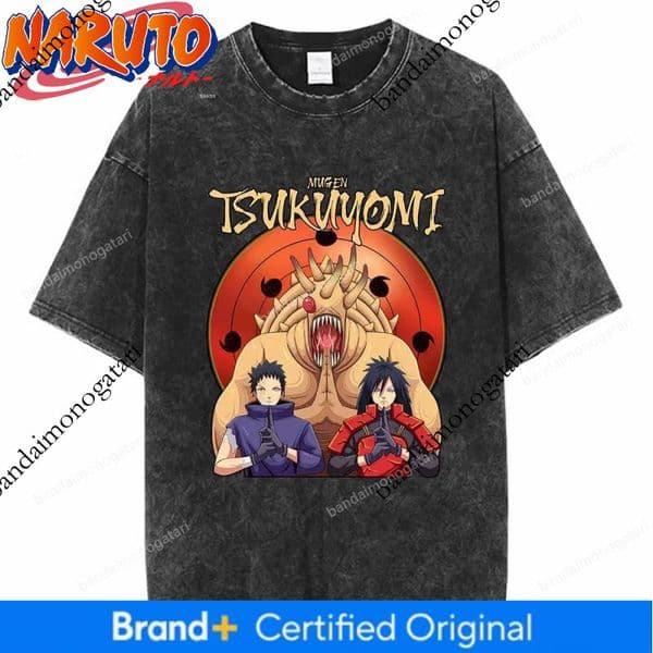 Street Anime Merchandise Washed Short-Sleeve T-Shirt, Naruto Cotton Men's Summer Vintage Style F9b4