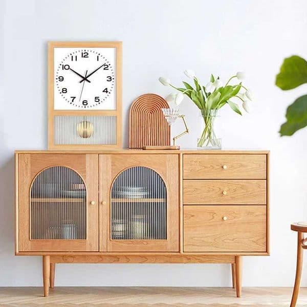 Japanese retro solid wood clock household living room square art table decoration rocking wall clock C260610