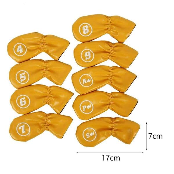 9Pcs Club Head Wrap Socks PU Leather Wedges Headcovers Gift Golf Iron Covers Set Protector for Beginner Adult J260611