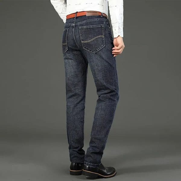 Wthinlee Business Mens Jeans Casual Straight Stretch Fashion Classic Blue Black Work Denim Trousers Male Clothing 260611