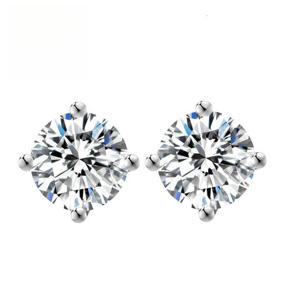 1Ct Earrings S925 Sterling Silver 18K White Gold Plated 6.5Mm D VVS Siliconite Studs For Women's Weddings And Parties