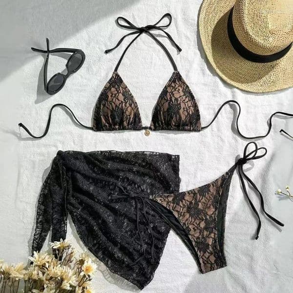 Women's Swimwear Lace Sexy Bikinis Female Swimsuits Women Three-Piece Beach Swimming Wear Bathing Suits Brazilian Bikini Set Pool Bather