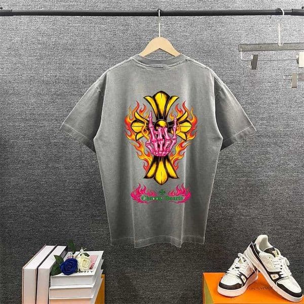 High quality designer clothing CH Chrome Correct Version 2026 Summer Washed Distressed Print Unisex Short Sleeve T-Shirt1I2P