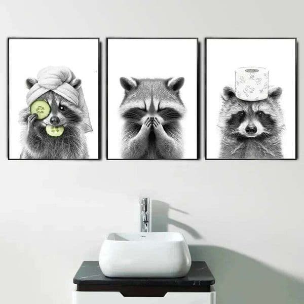 Cat Giraffe Dog Elephant Toilet Paper Bathtub Funny Bathroom Canvas Painting Wall Art Shower Room Home Decoration 26L0611