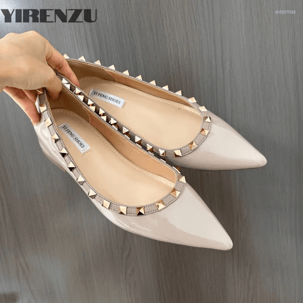 Dress Shoes Women's Fashion Single Autumn Pointed Head Shallow Mouth Rivet Soft Sole Inside Increasing