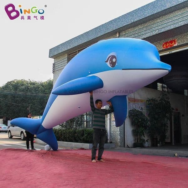 Outdoor Carnival Parade Advertising Inflatable Giant Dolphin Models Balloons Cartoon Animal For Ocean Theme Decoration With Air Blower