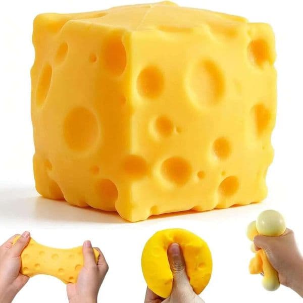 Soft Squishy Cheese Block Squeeze Mini Stress Relief Sensory Fidget Novelty Toy Gift for Kids and Adults
